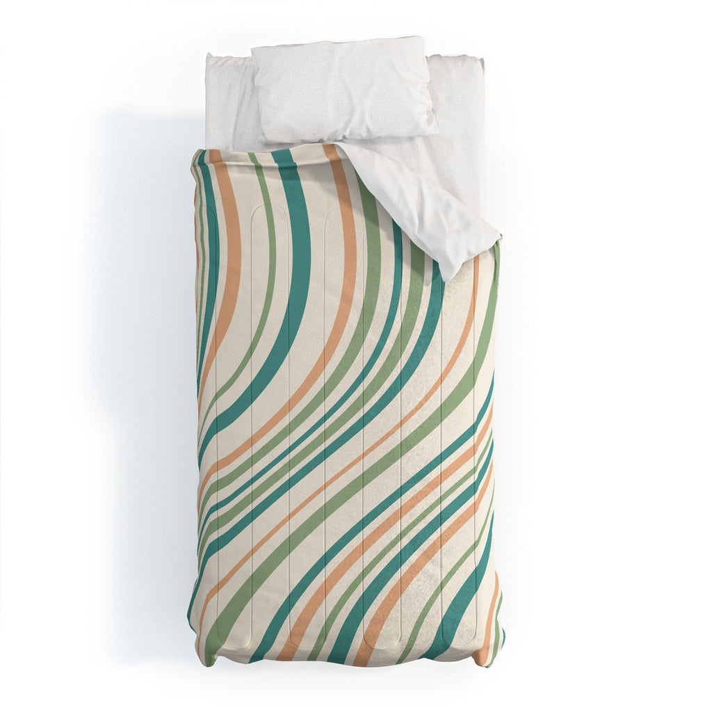 Colour Poems Wavy Retro Stripes II Comforter