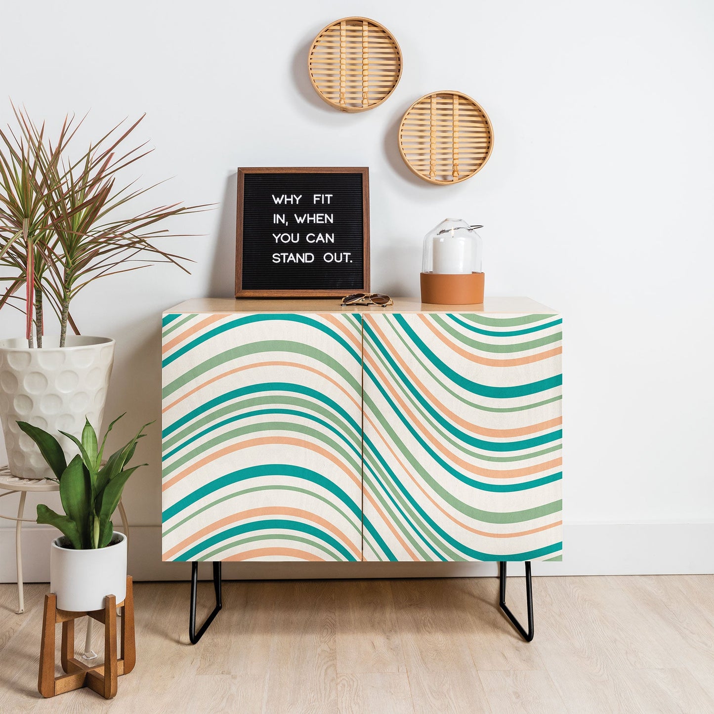 Colour Poems Wavy Retro Stripes II Credenza