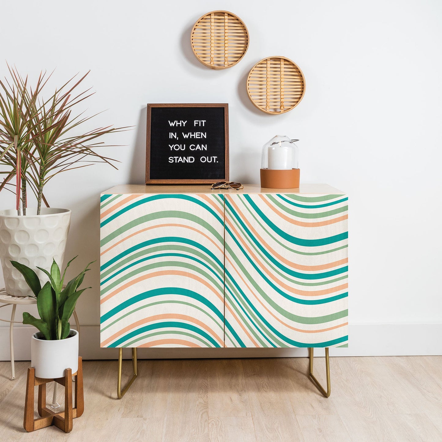 Colour Poems Wavy Retro Stripes II Credenza