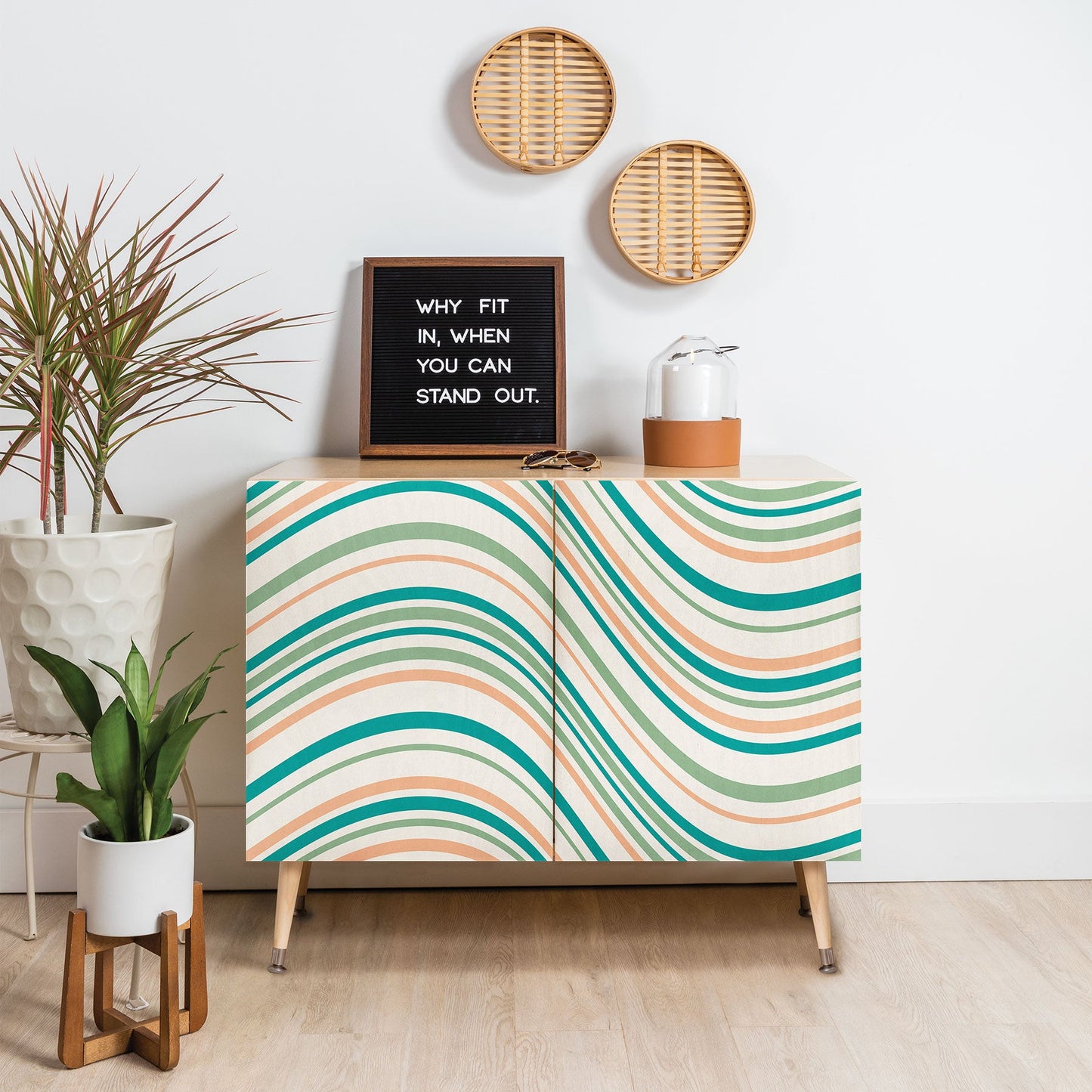 Colour Poems Wavy Retro Stripes II Credenza
