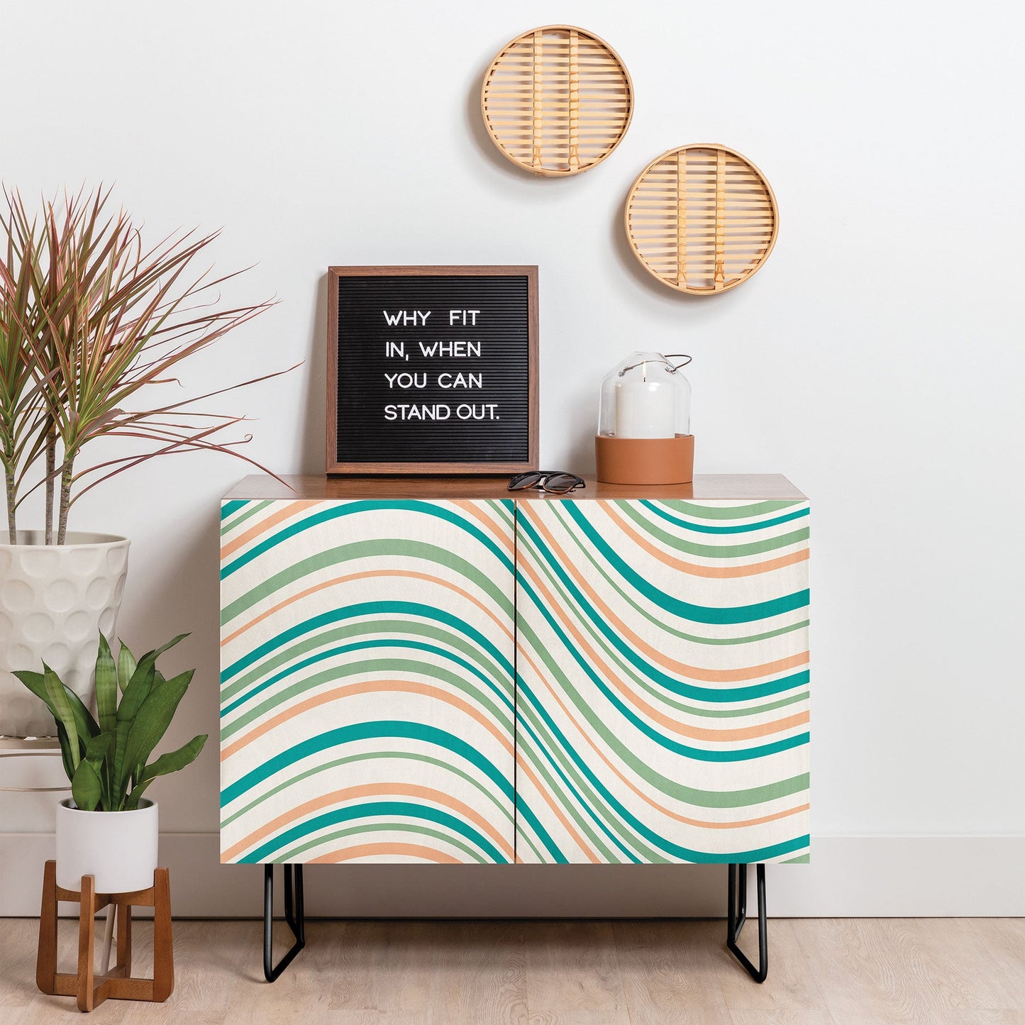 Colour Poems Wavy Retro Stripes II Credenza