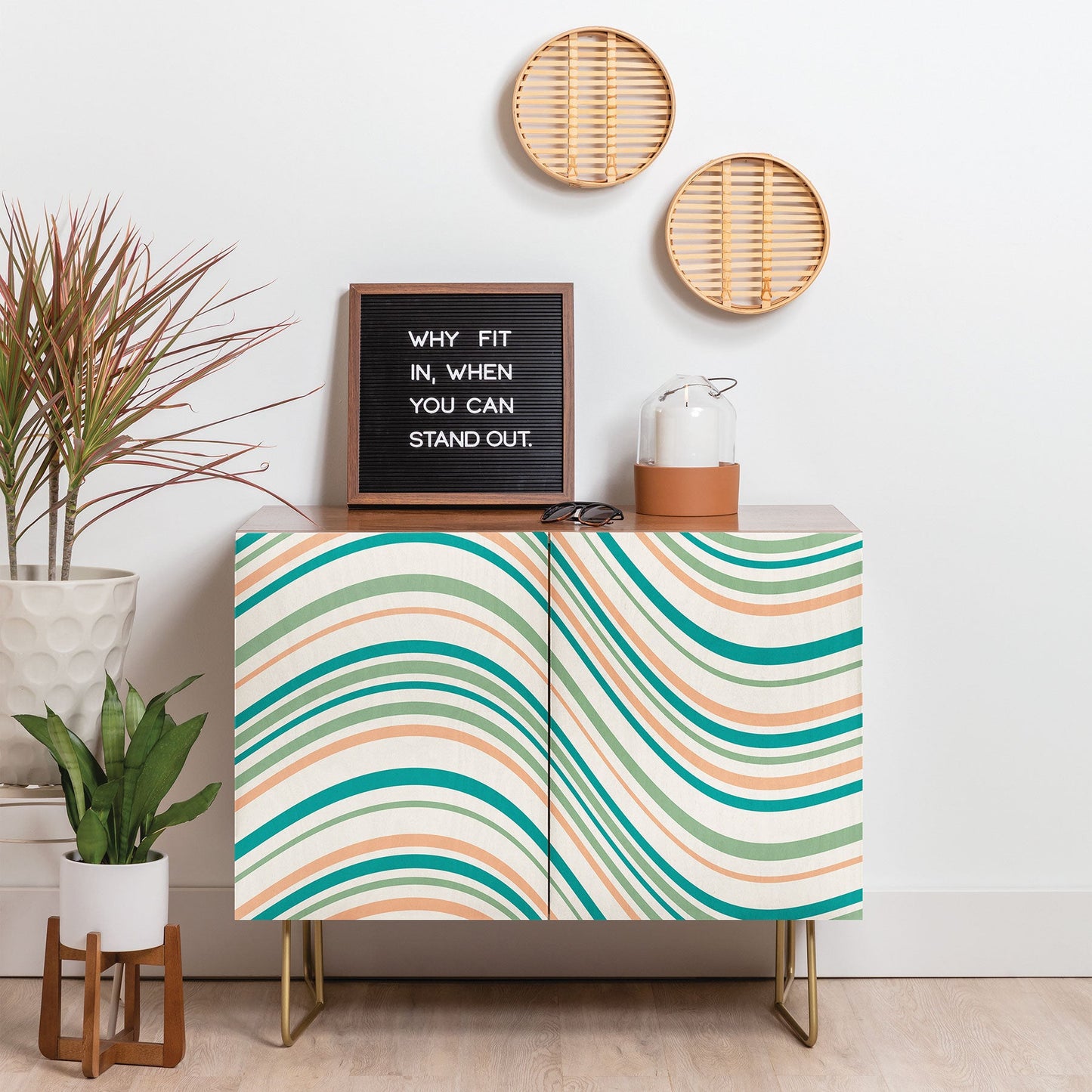 Colour Poems Wavy Retro Stripes II Credenza