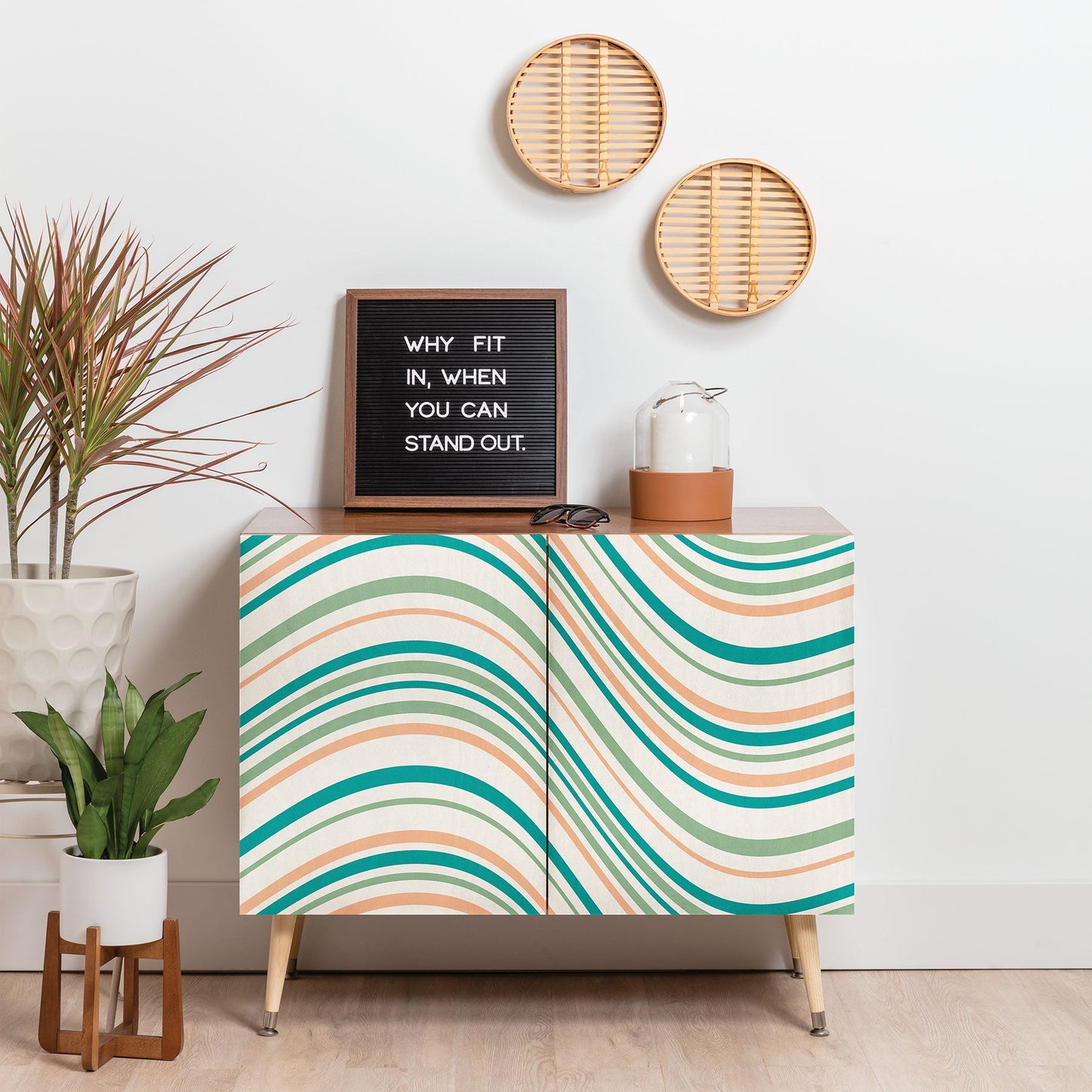Colour Poems Wavy Retro Stripes II Credenza