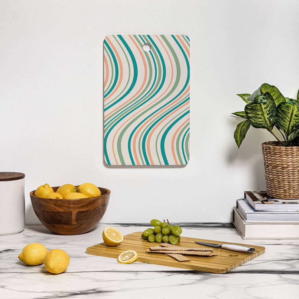 Colour Poems Wavy Retro Stripes II Cutting Board Rectangle