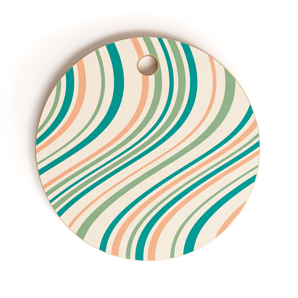 Colour Poems Wavy Retro Stripes II Cutting Board Round