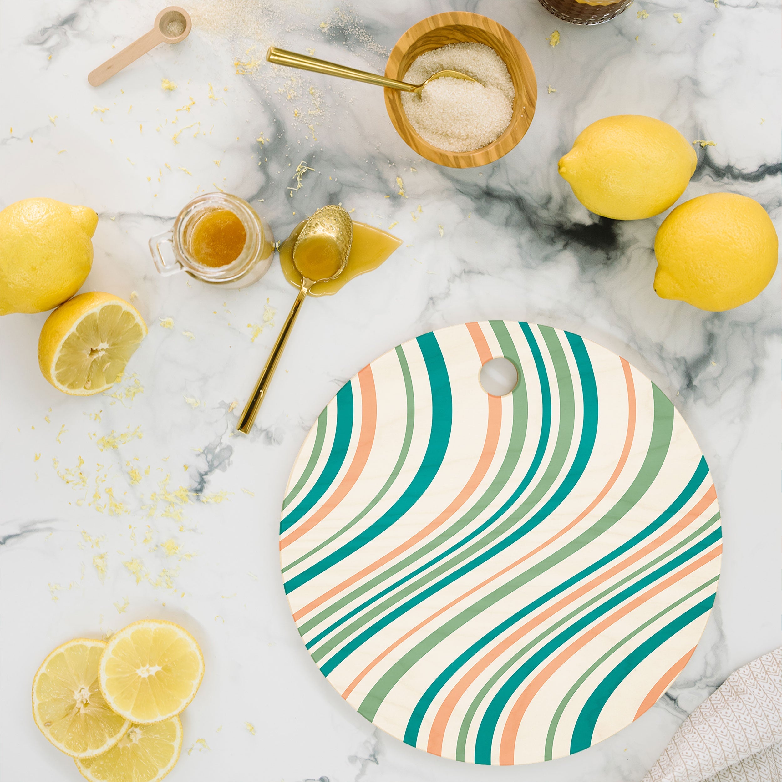 Colour Poems Wavy Retro Stripes II Cutting Board Round