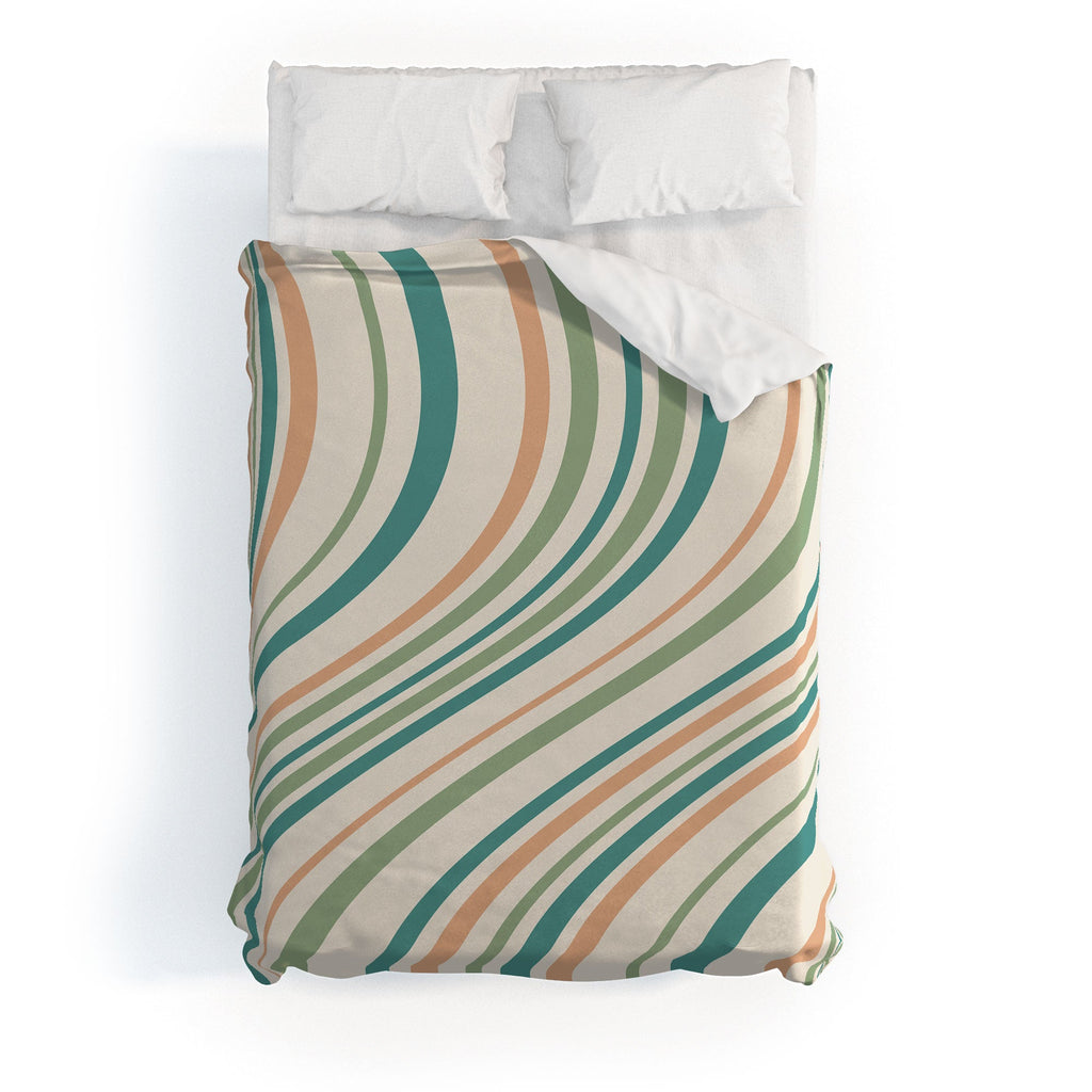 Colour Poems Wavy Retro Stripes II Duvet Cover