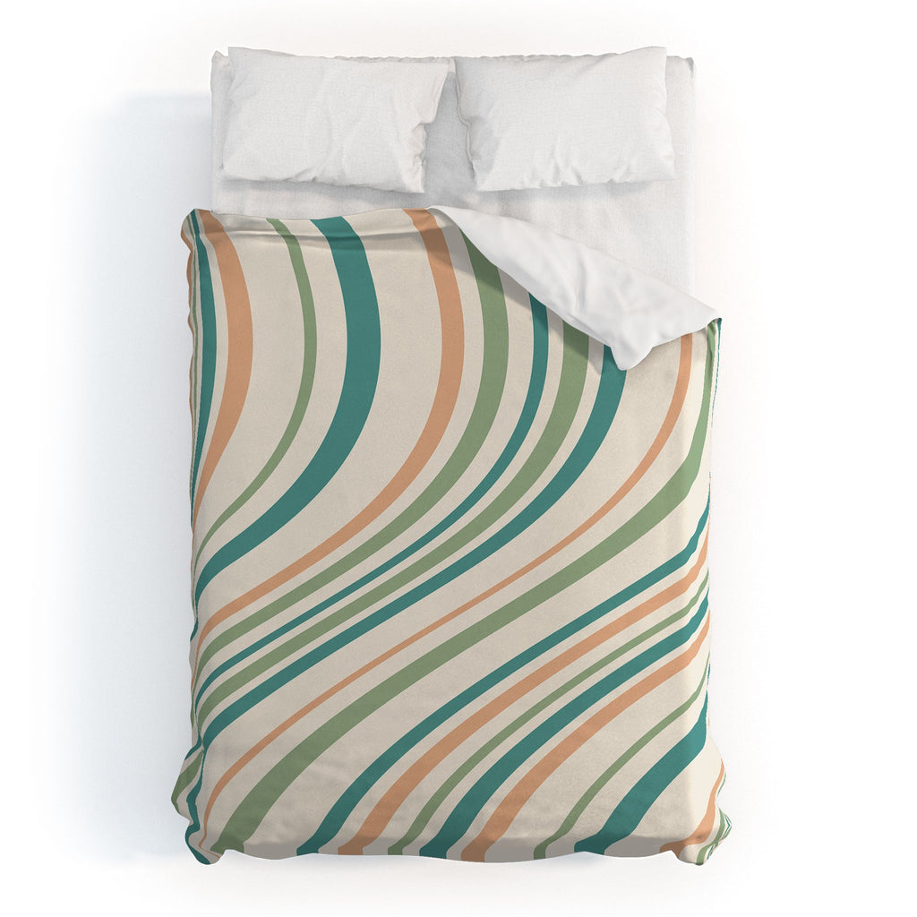 Colour Poems Wavy Retro Stripes II Duvet Cover