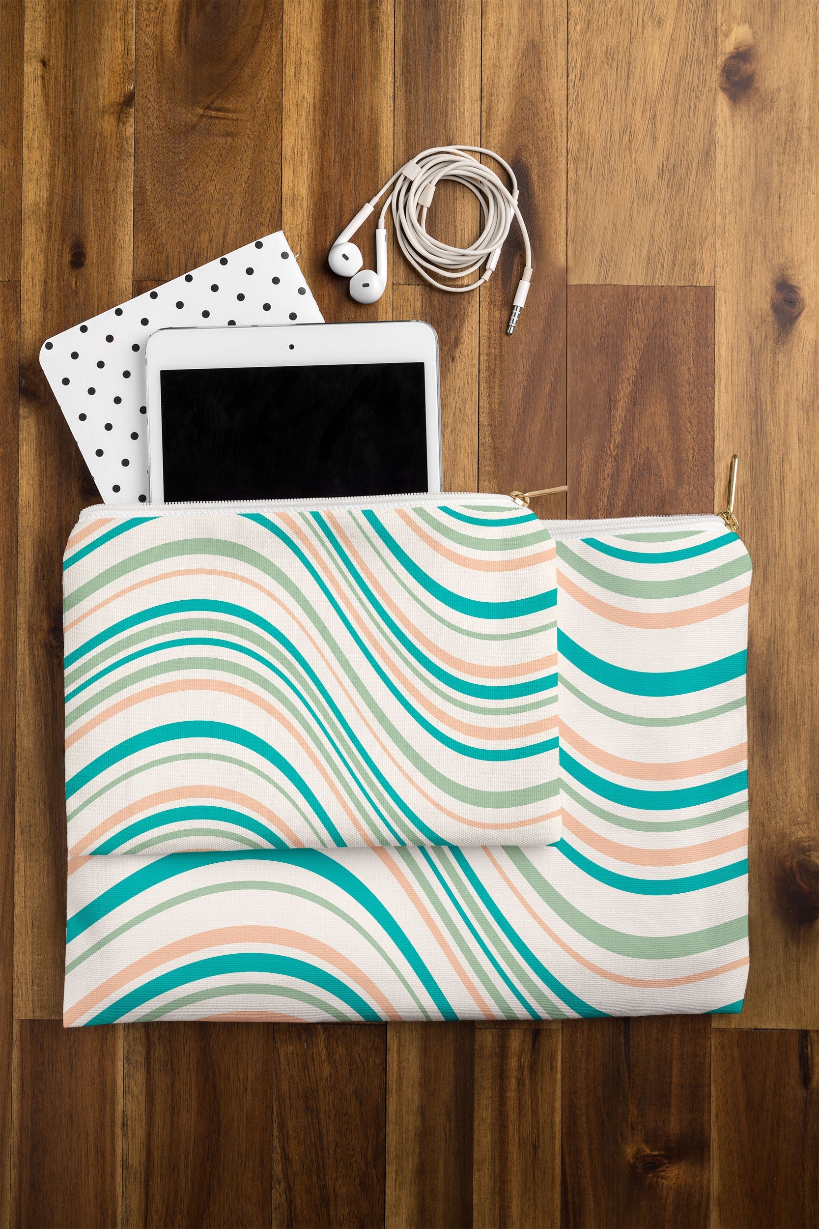 Colour Poems Wavy Retro Stripes II Pouch