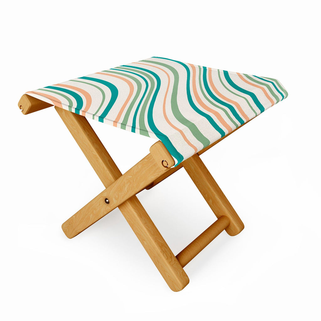 Colour Poems Wavy Retro Stripes II Folding Stool