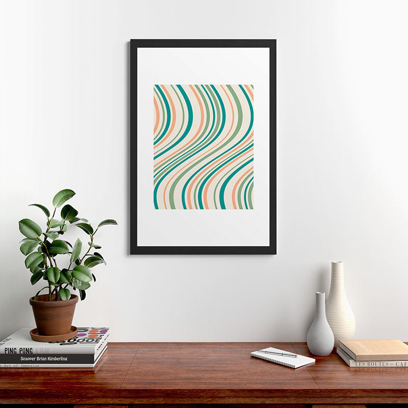 Colour Poems Wavy Retro Stripes II Framed Art Print