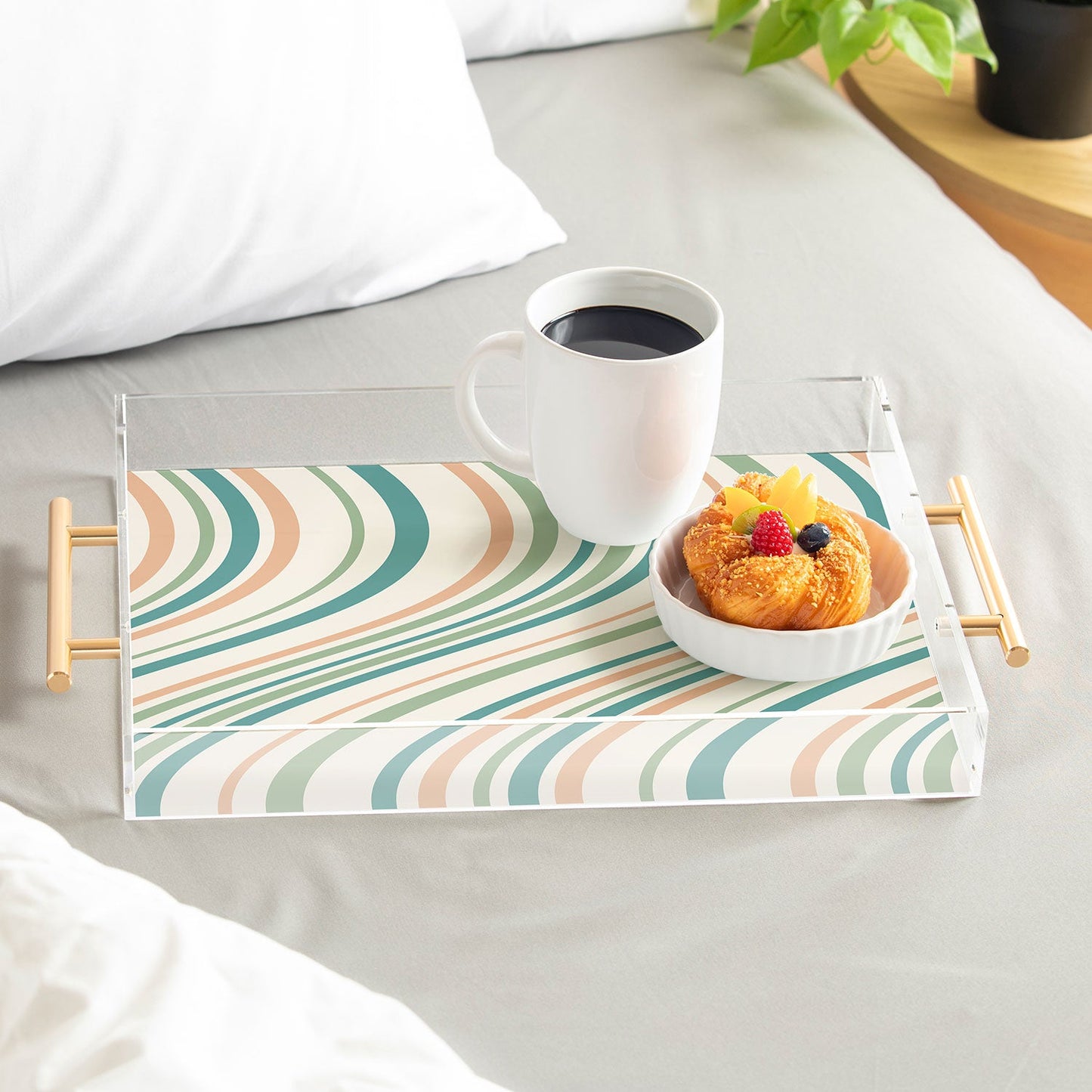 Colour Poems Wavy Retro Stripes II Acrylic Tray