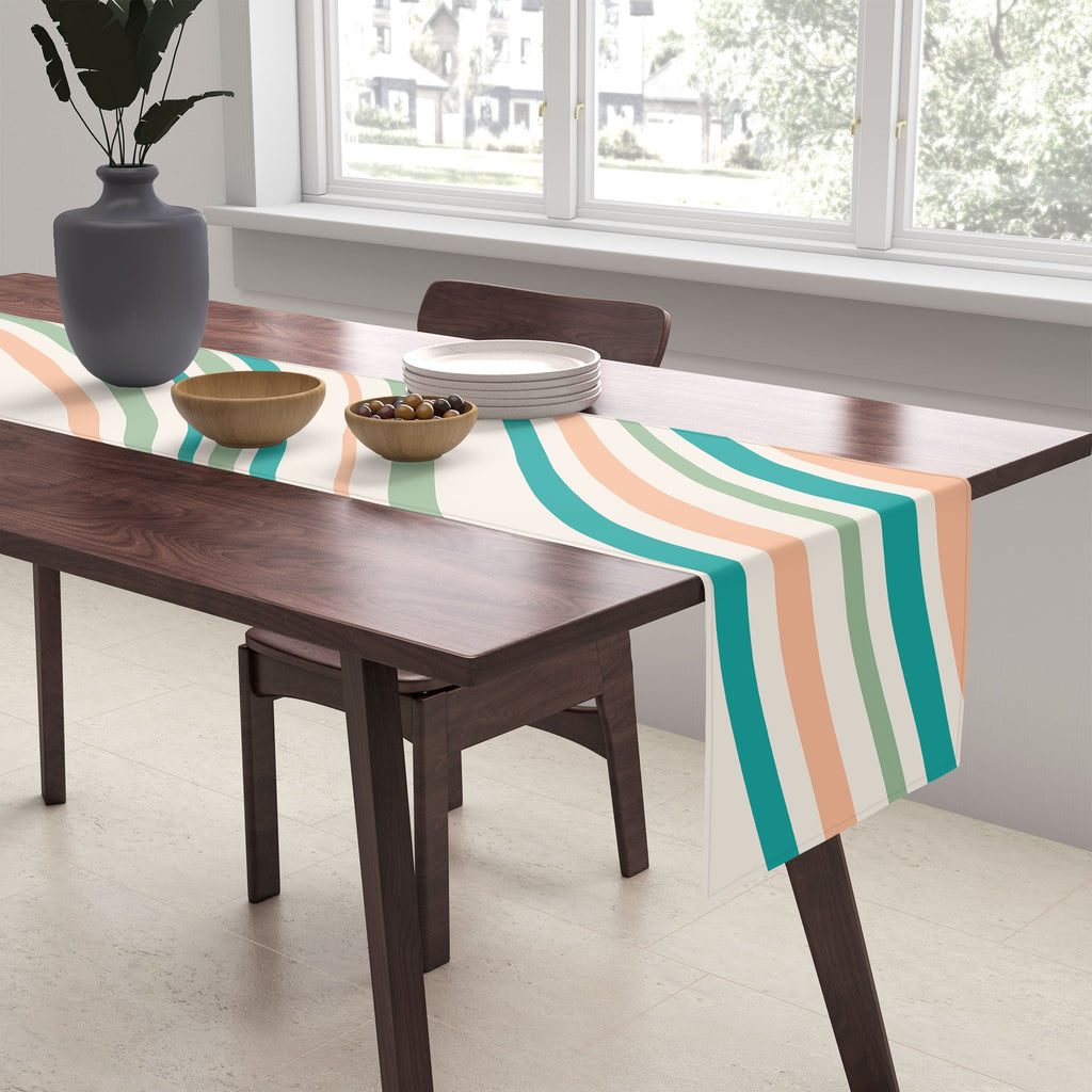 Colour Poems Wavy Retro Stripes II Table Runner