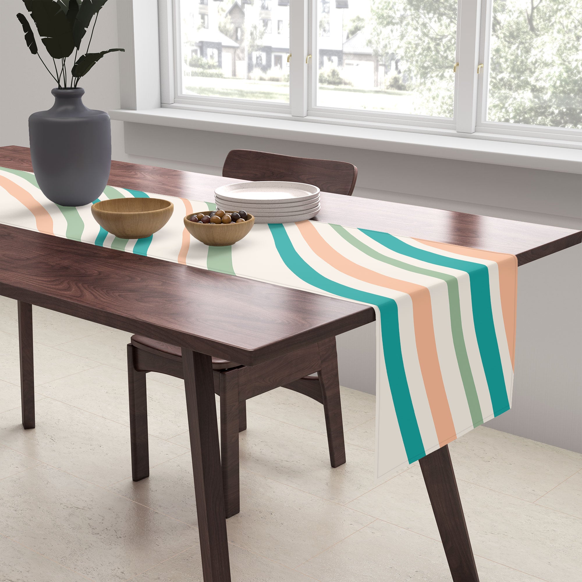 Colour Poems Wavy Retro Stripes II Table Runner