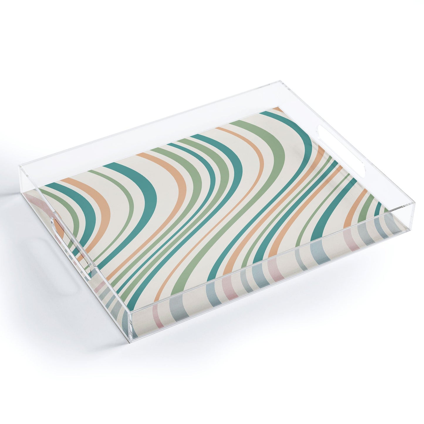 Colour Poems Wavy Retro Stripes II Acrylic Tray
