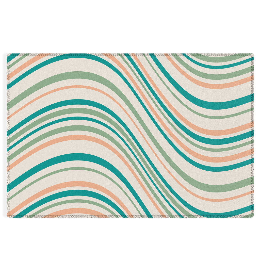 Colour Poems Wavy Retro Stripes II Outdoor Rug
