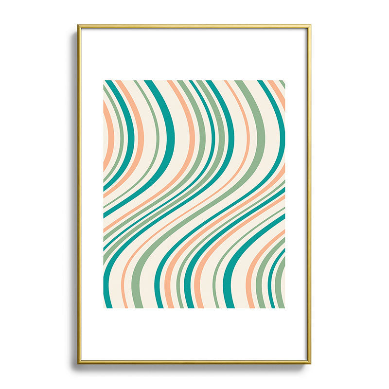 Colour Poems Wavy Retro Stripes II Metal Framed Art Print