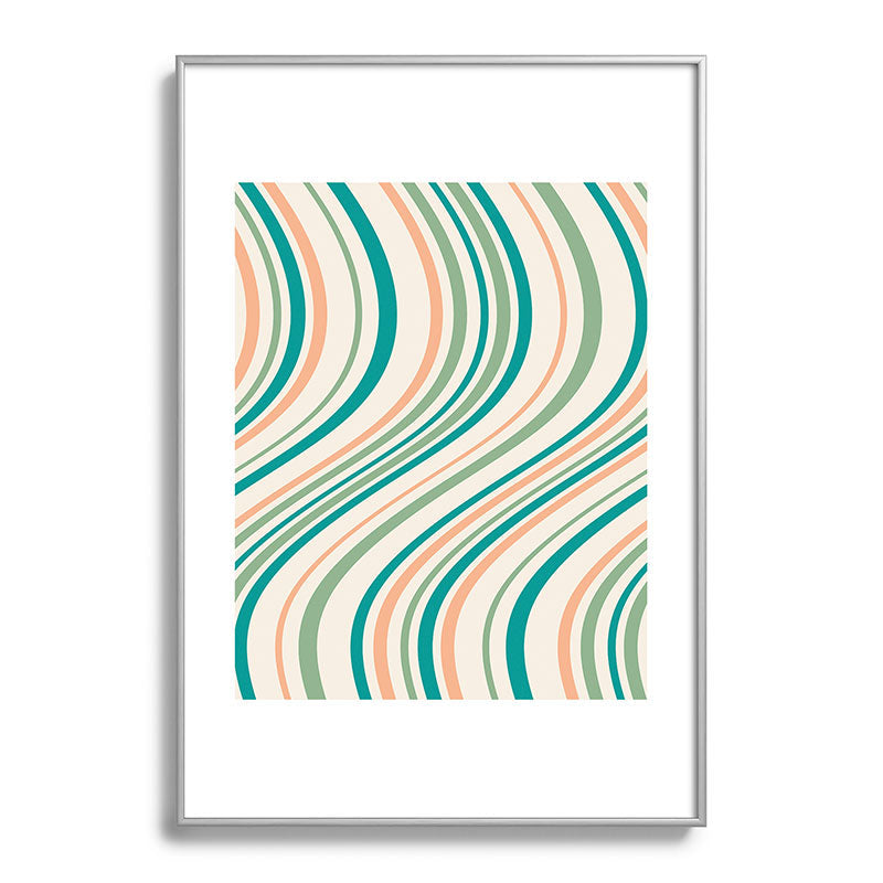 Colour Poems Wavy Retro Stripes II Metal Framed Art Print