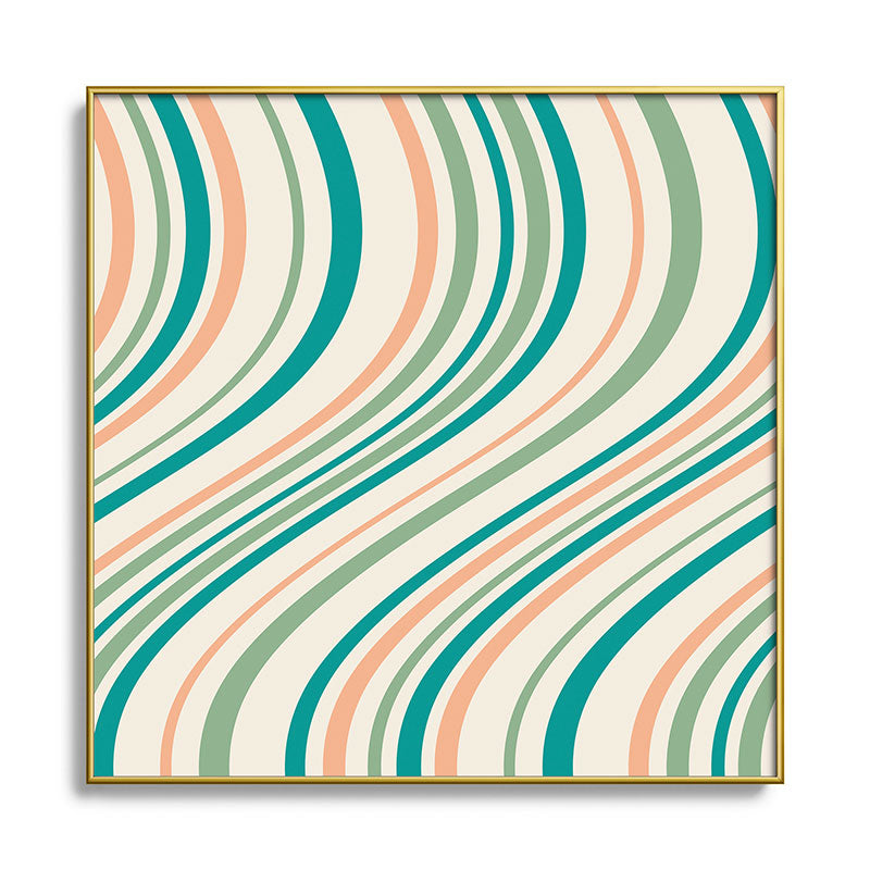 Colour Poems Wavy Retro Stripes II Square Metal Framed Art Print