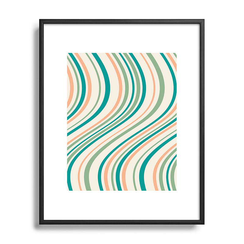 Colour Poems Wavy Retro Stripes II Metal Framed Art Print