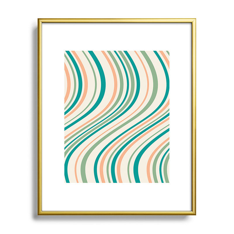 Colour Poems Wavy Retro Stripes II Metal Framed Art Print
