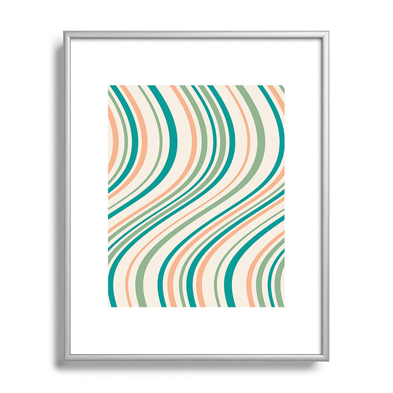 Colour Poems Wavy Retro Stripes II Metal Framed Art Print
