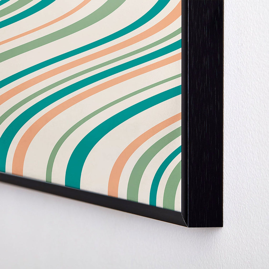 Colour Poems Wavy Retro Stripes II Square Metal Framed Art Print