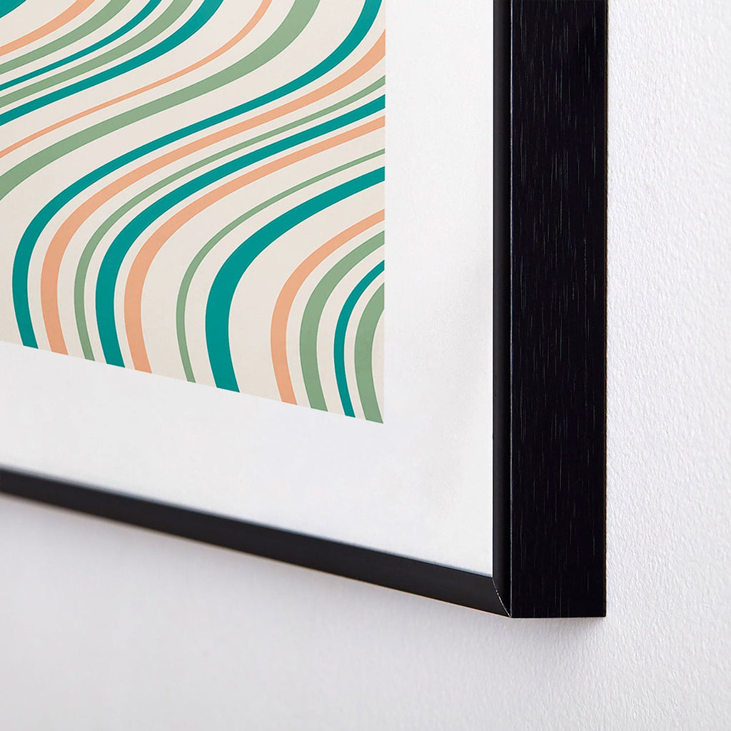 Colour Poems Wavy Retro Stripes II Metal Framed Art Print
