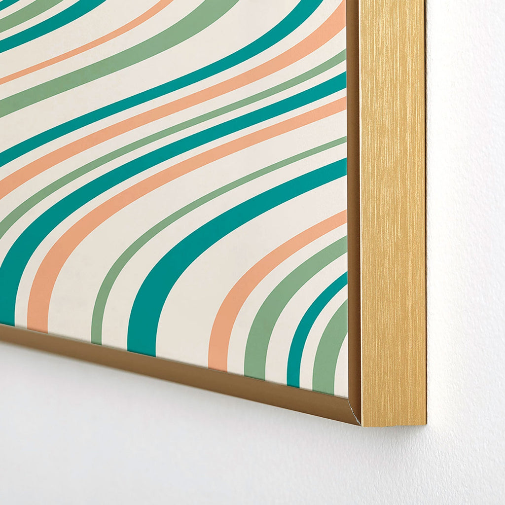 Colour Poems Wavy Retro Stripes II Square Metal Framed Art Print