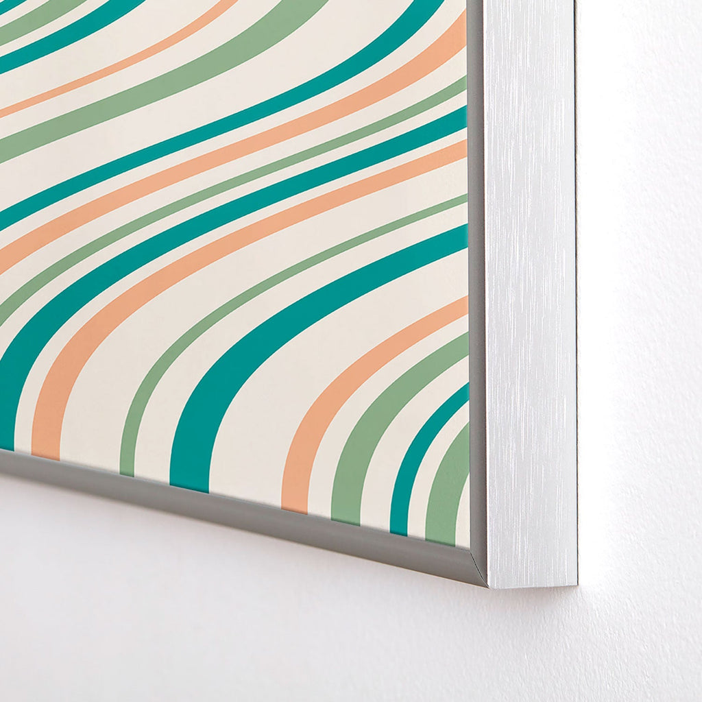 Colour Poems Wavy Retro Stripes II Square Metal Framed Art Print