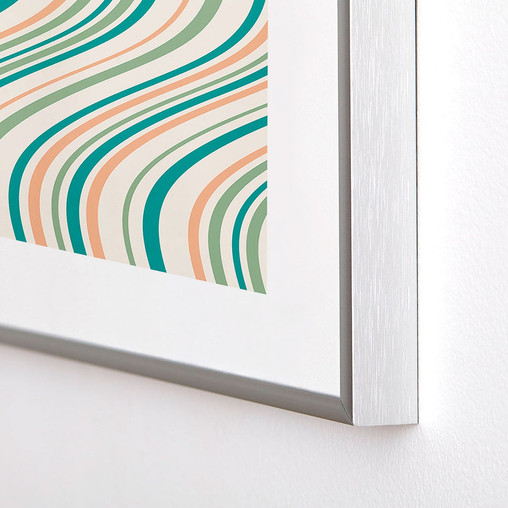 Colour Poems Wavy Retro Stripes II Metal Framed Art Print