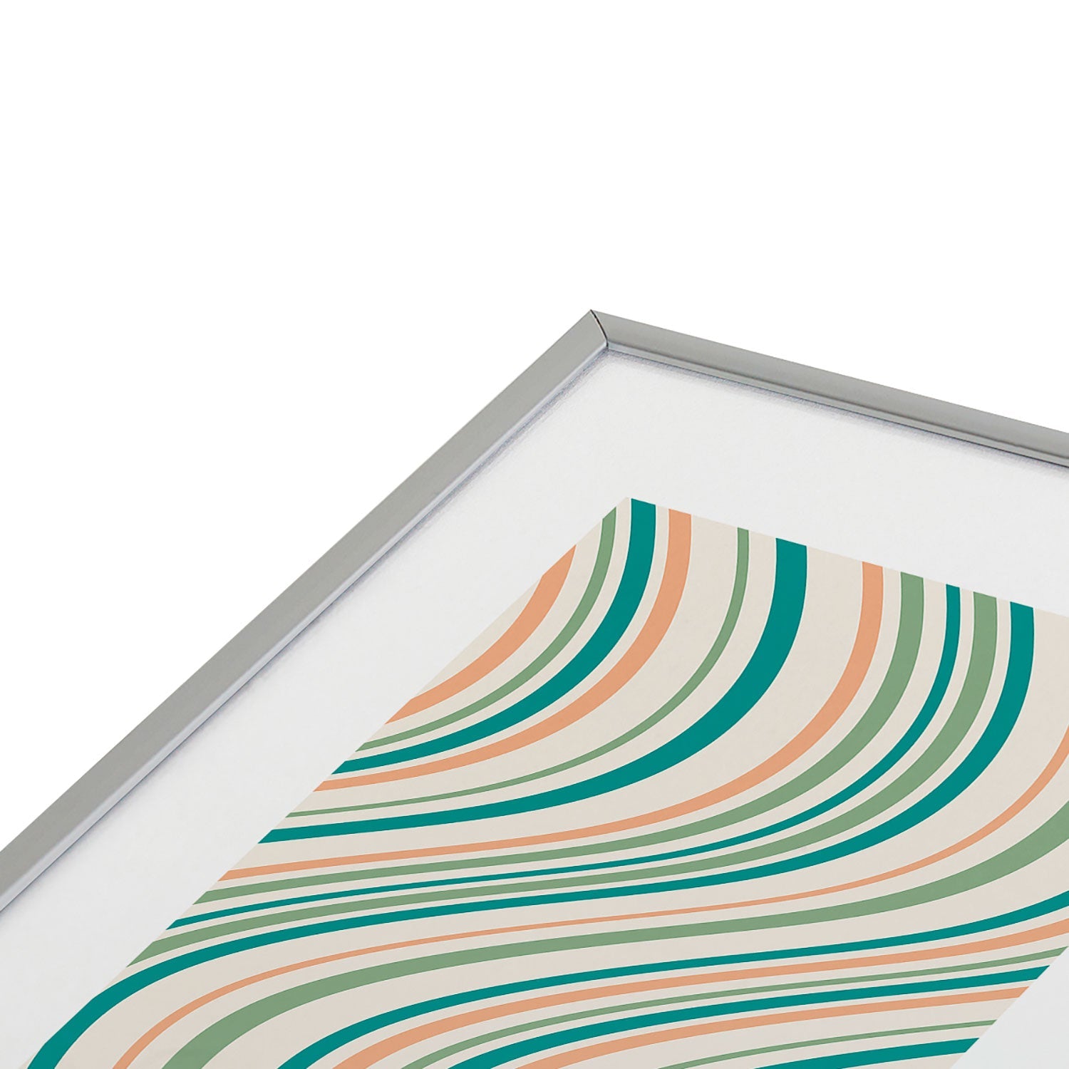 Colour Poems Wavy Retro Stripes II Metal Framed Art Print