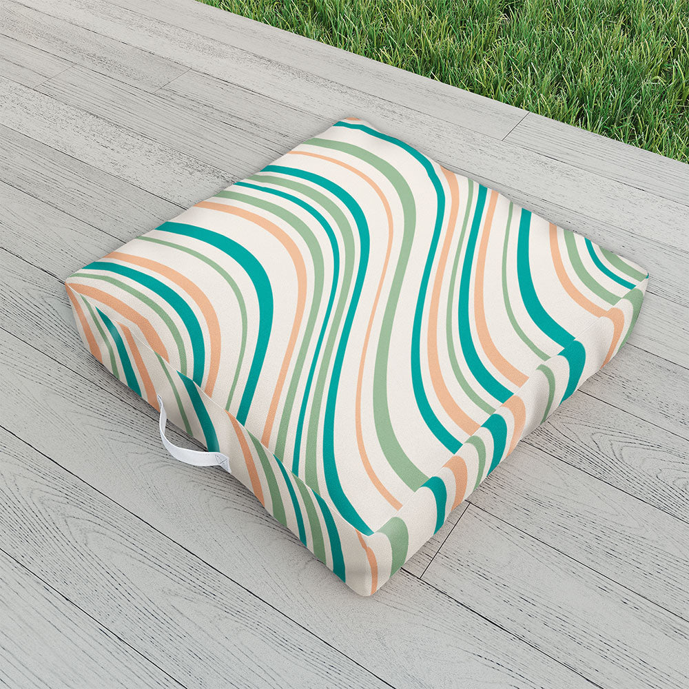 Colour Poems Wavy Retro Stripes II Outdoor Floor Cushion