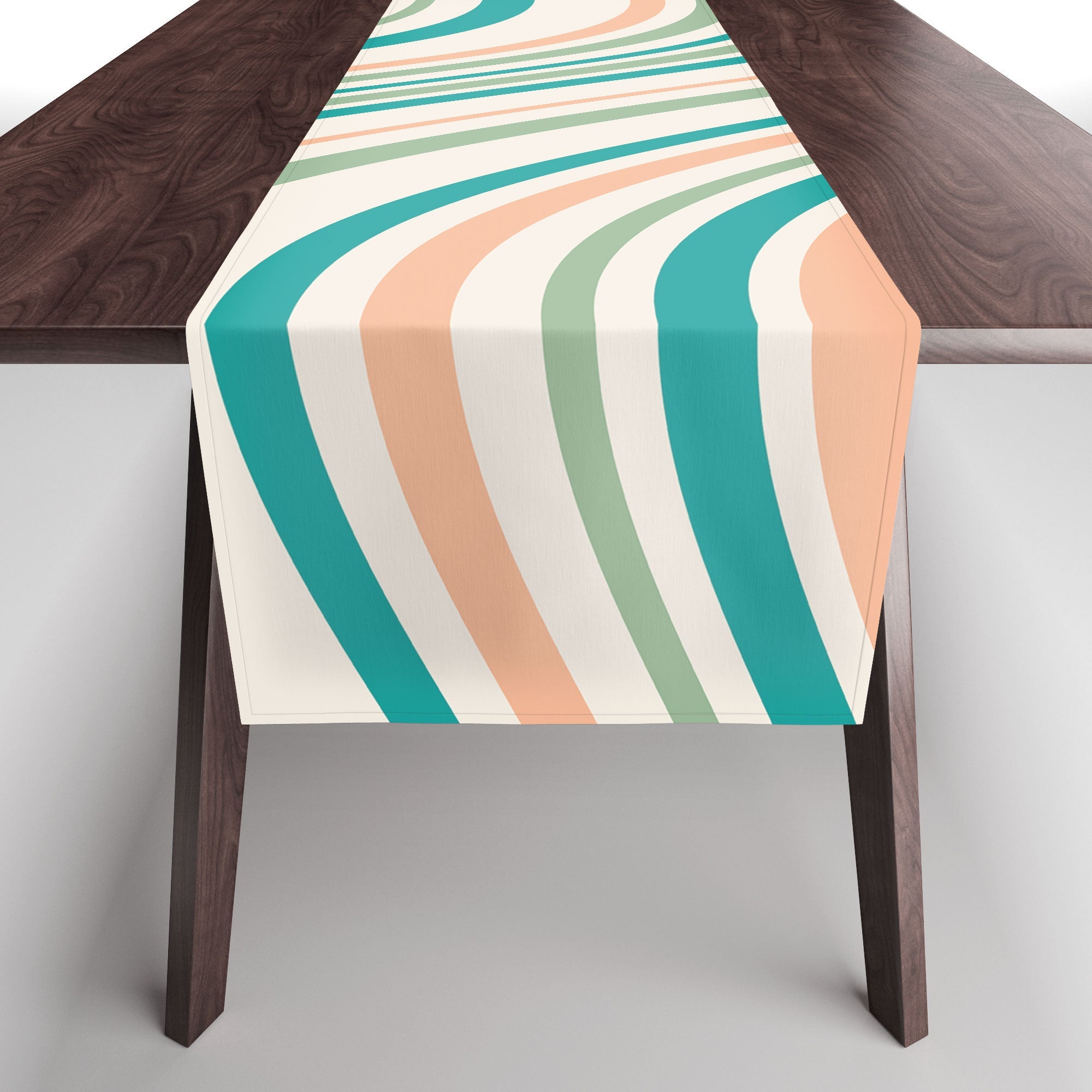 Colour Poems Wavy Retro Stripes II Table Runner