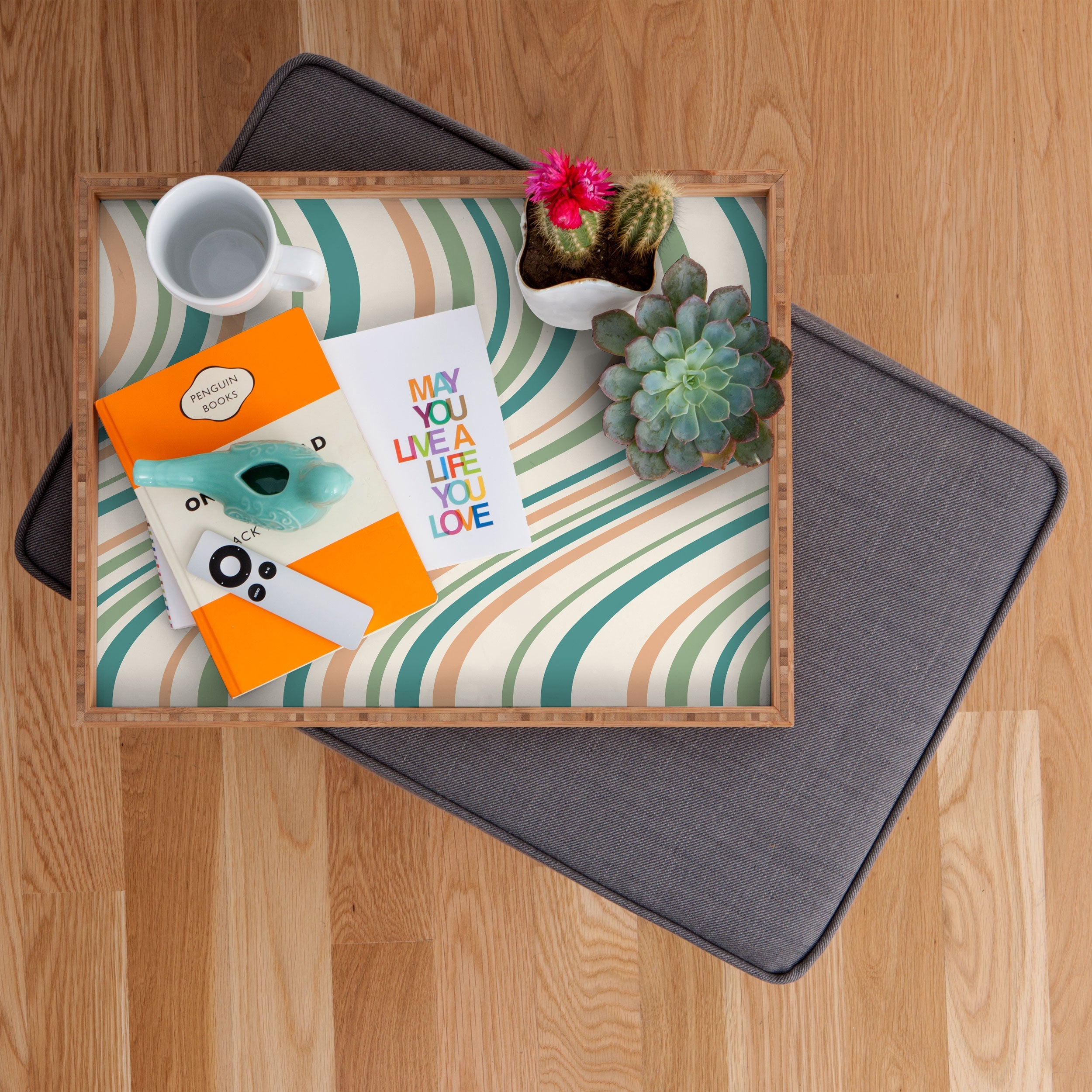 Colour Poems Wavy Retro Stripes II Rectangular Tray