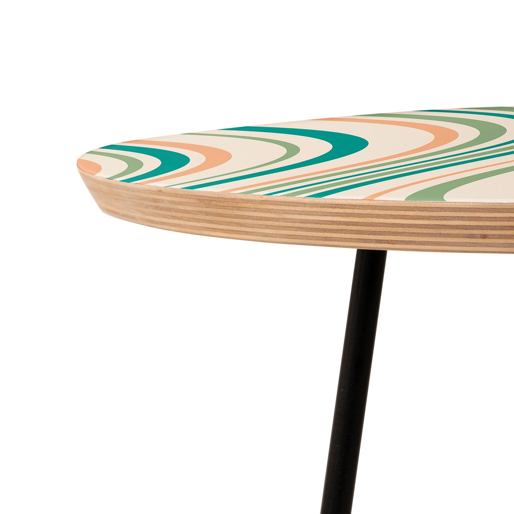 Colour Poems Wavy Retro Stripes II Round Side Table