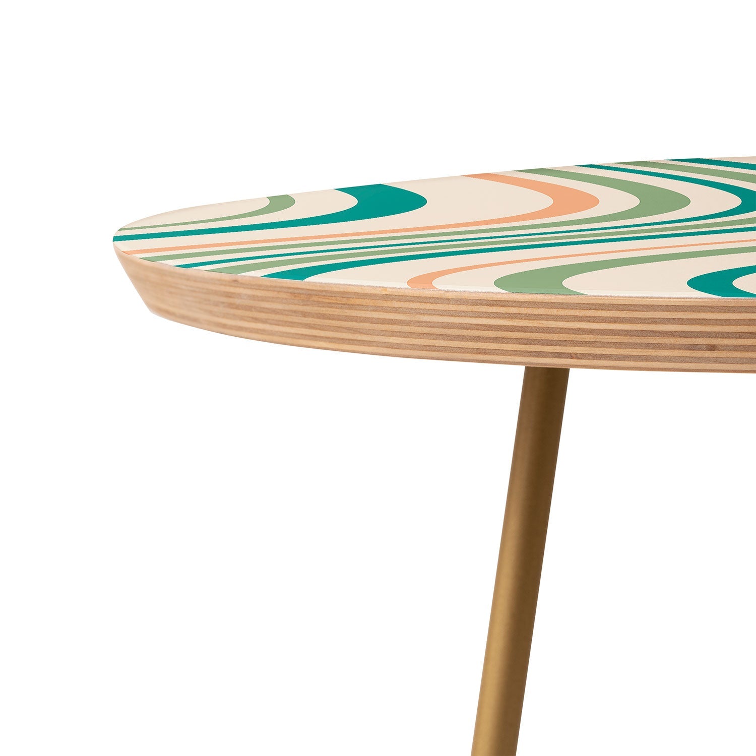 Colour Poems Wavy Retro Stripes II Round Side Table