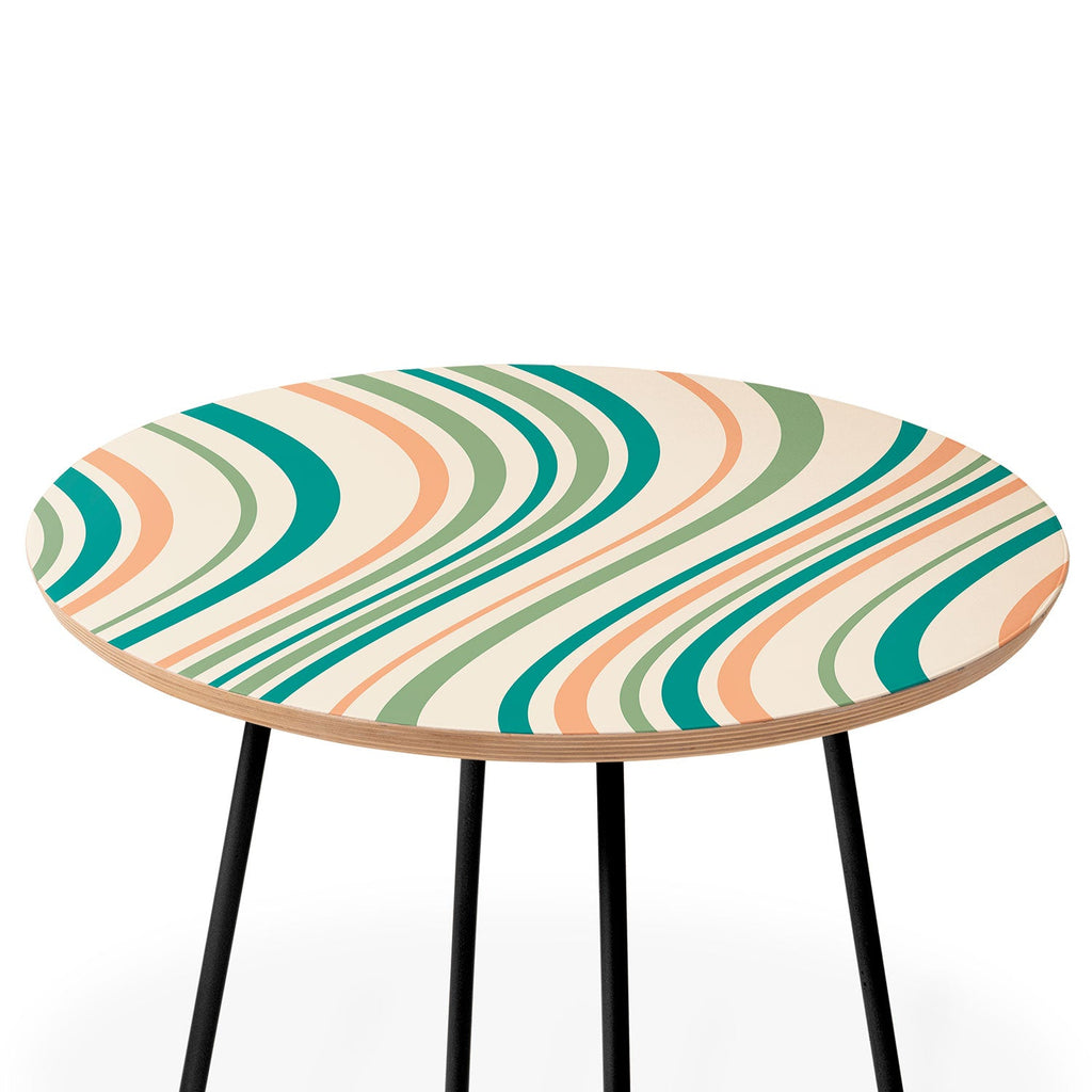 Colour Poems Wavy Retro Stripes II Round Side Table