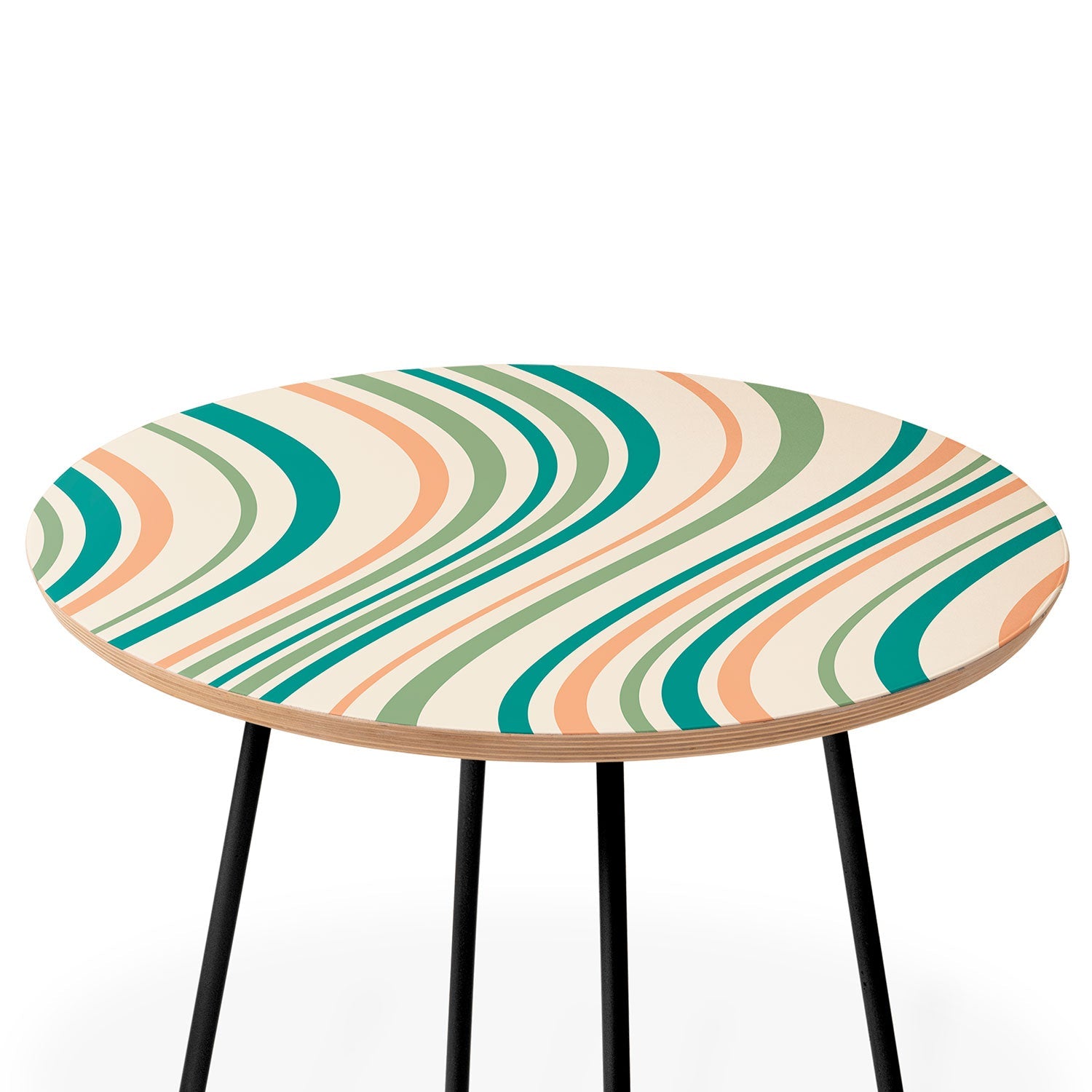 Colour Poems Wavy Retro Stripes II Round Side Table