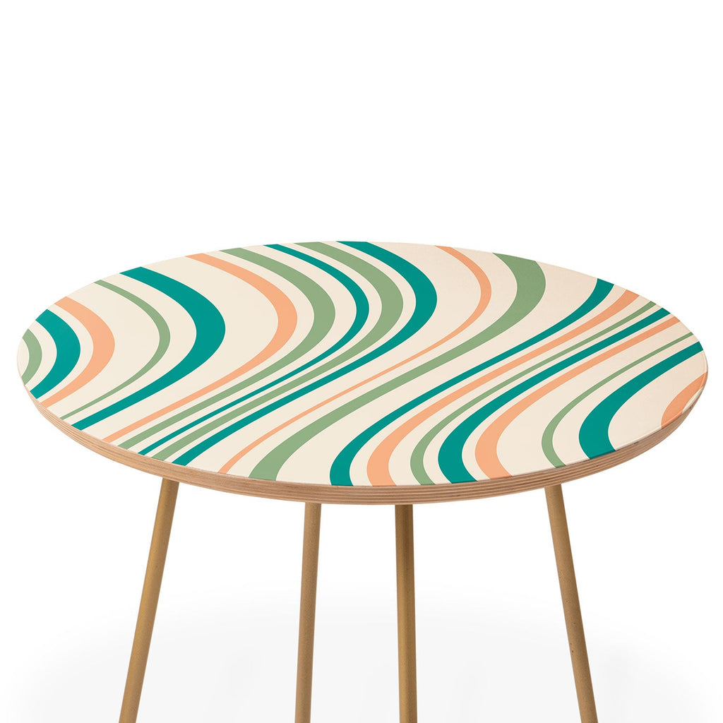 Colour Poems Wavy Retro Stripes II Round Side Table