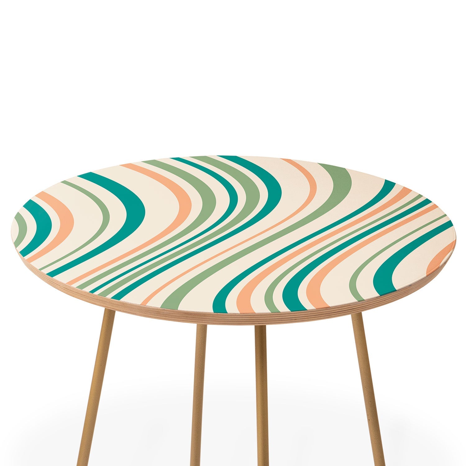 Colour Poems Wavy Retro Stripes II Round Side Table