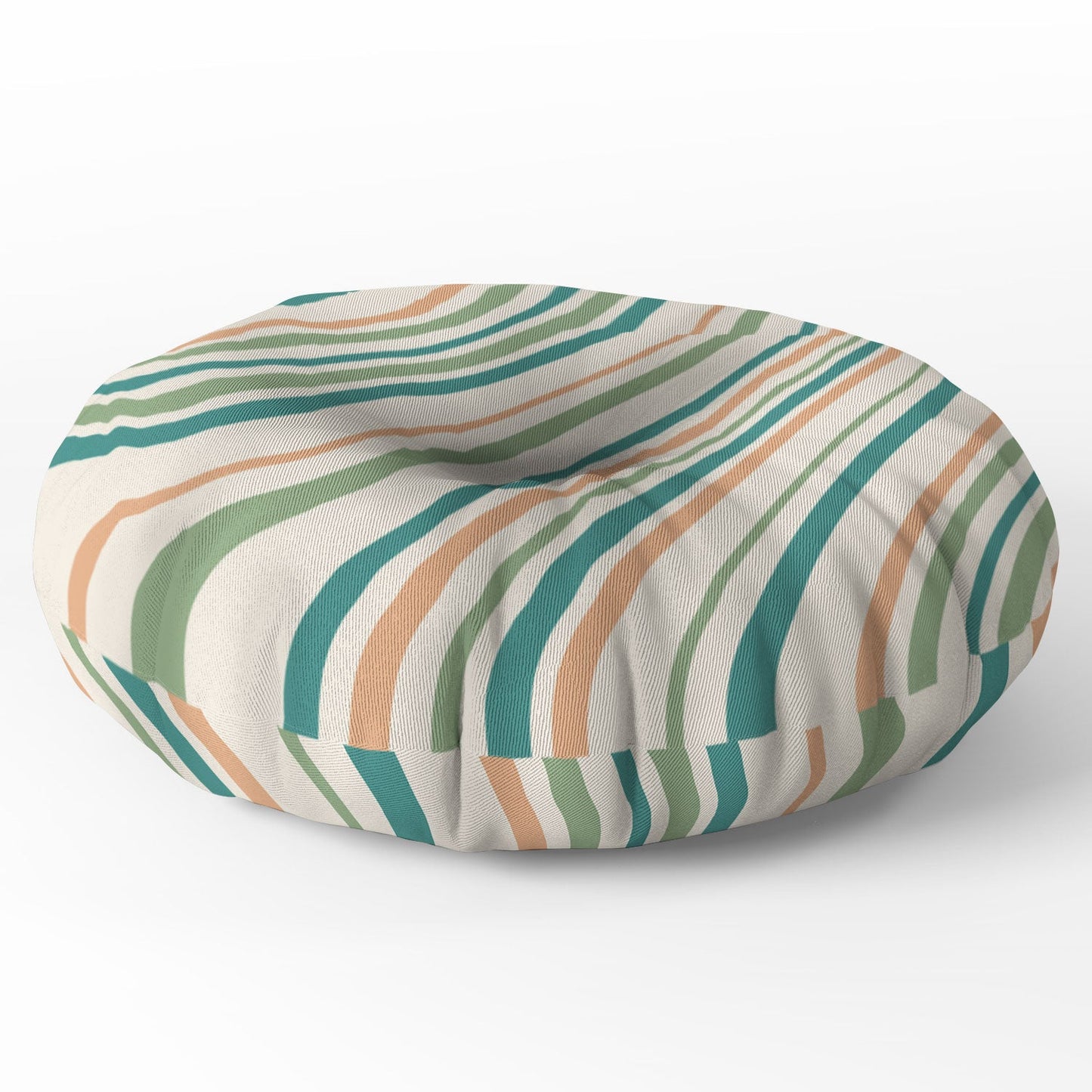 Colour Poems Wavy Retro Stripes II Floor Pillow Round