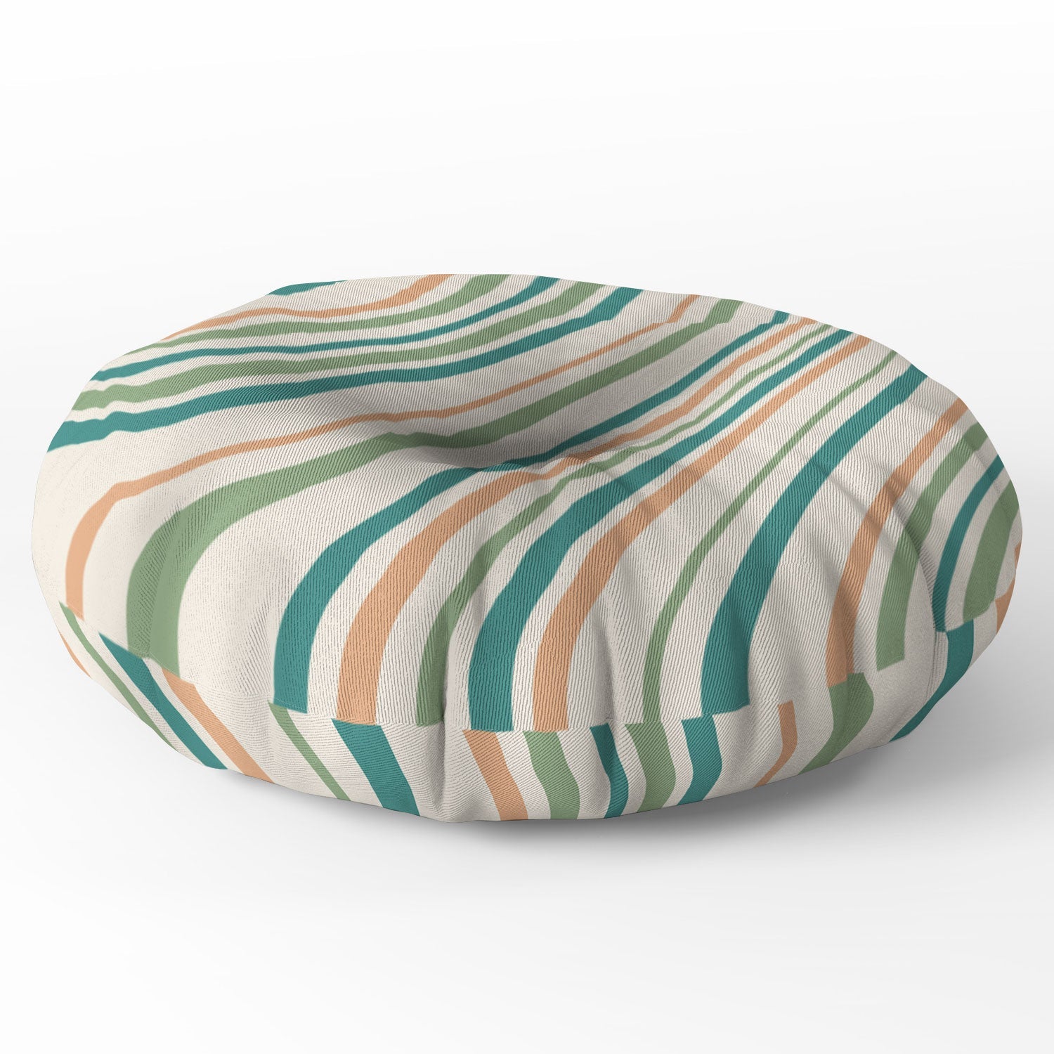 Colour Poems Wavy Retro Stripes II Floor Pillow Round