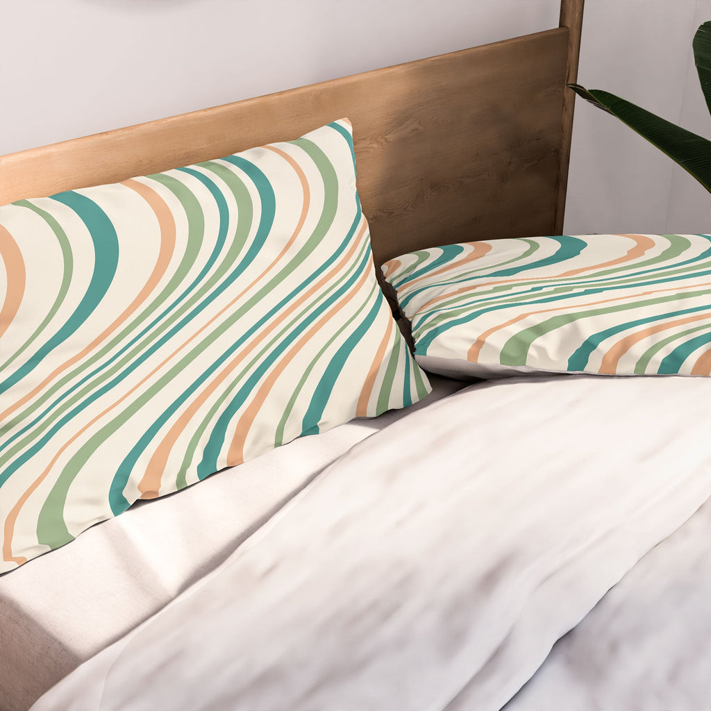 Colour Poems Wavy Retro Stripes II Pillow Shams