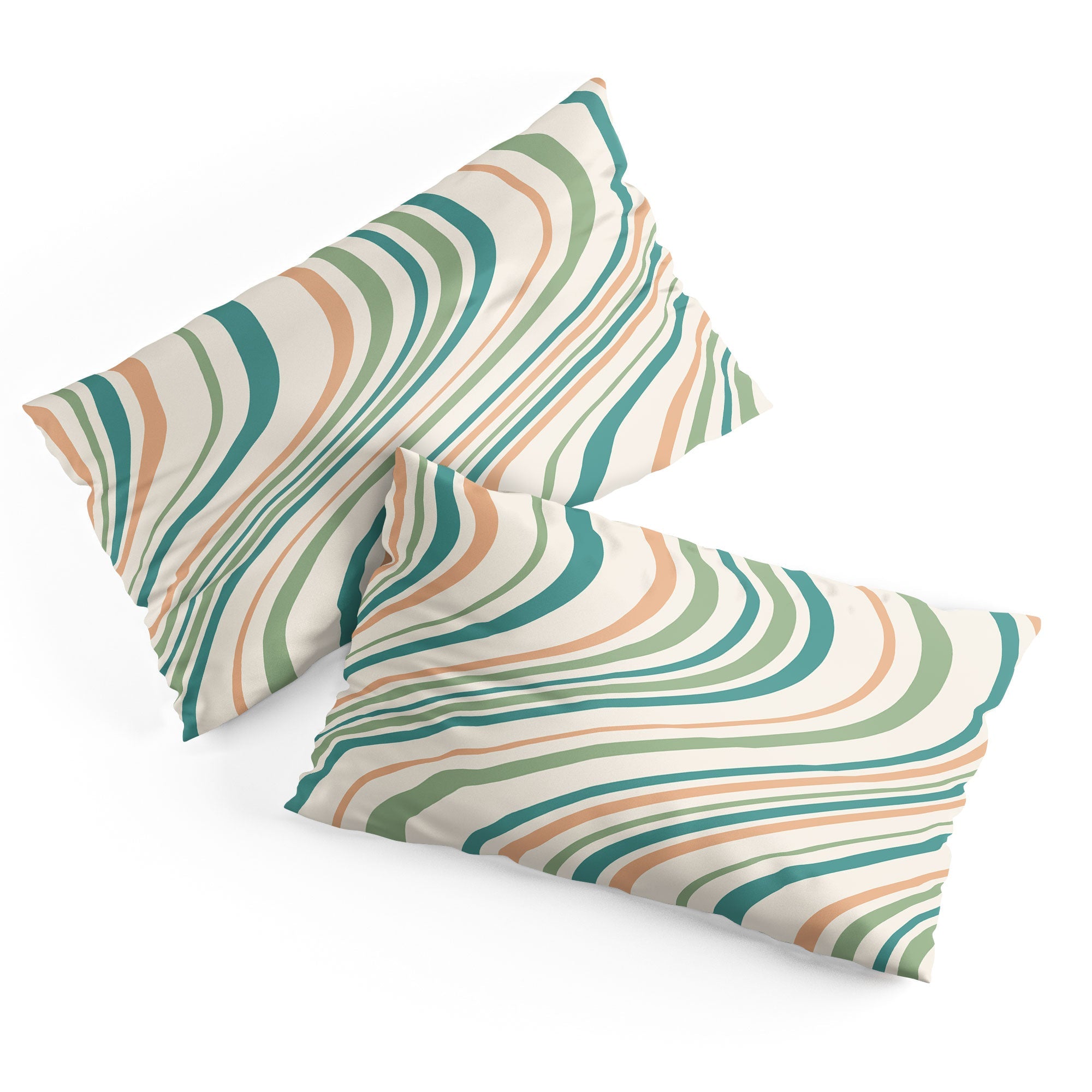 Colour Poems Wavy Retro Stripes II Pillow Shams