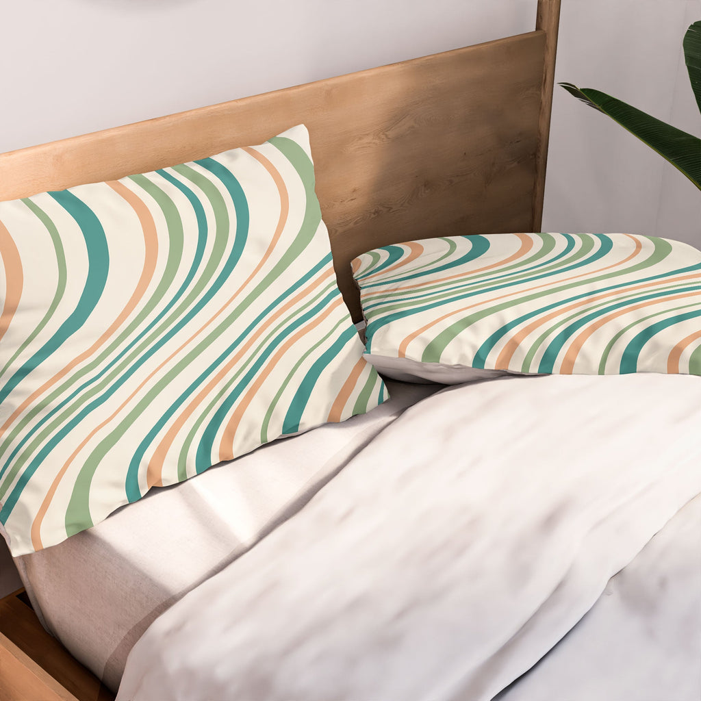 Colour Poems Wavy Retro Stripes II Pillow Shams