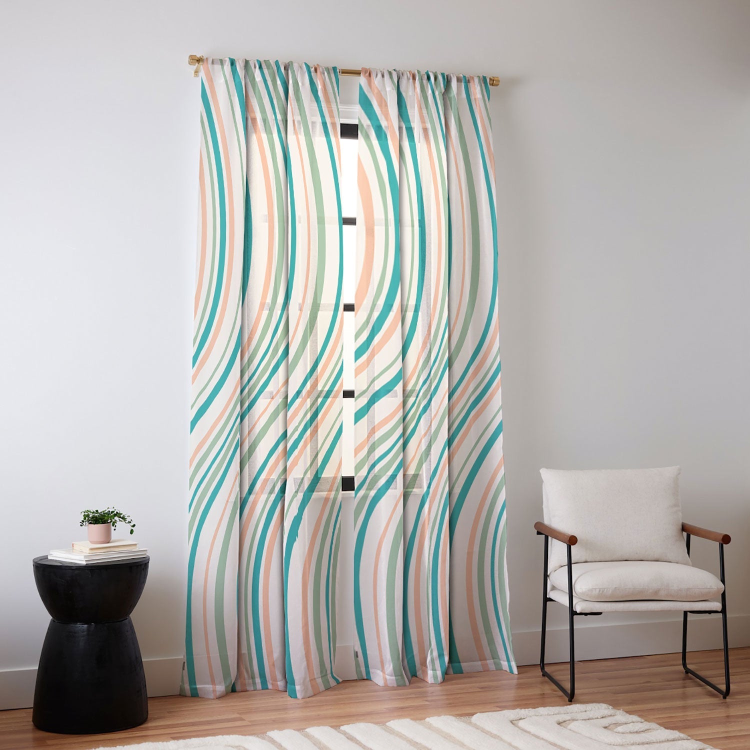 Colour Poems Wavy Retro Stripes II Sheer Non Repeat