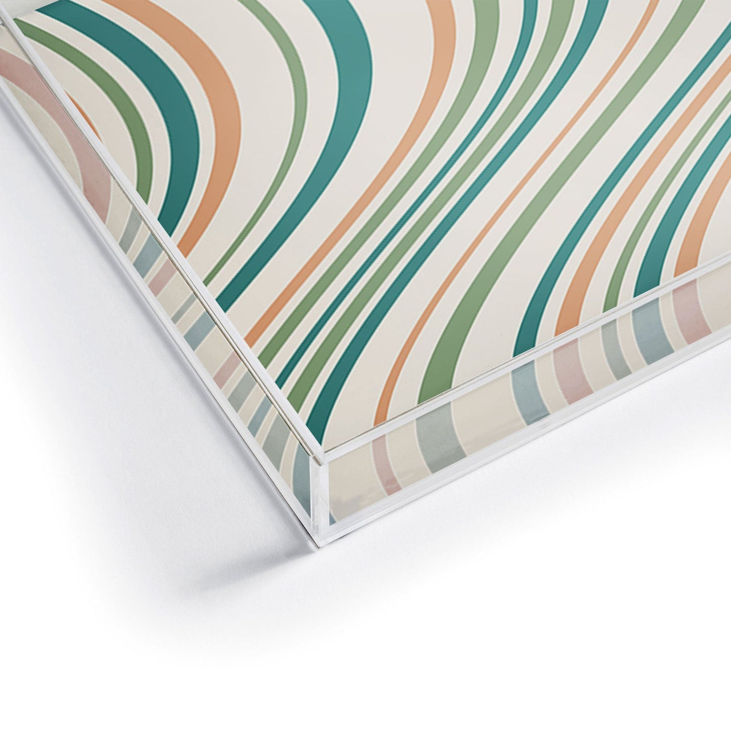Colour Poems Wavy Retro Stripes II Acrylic Tray
