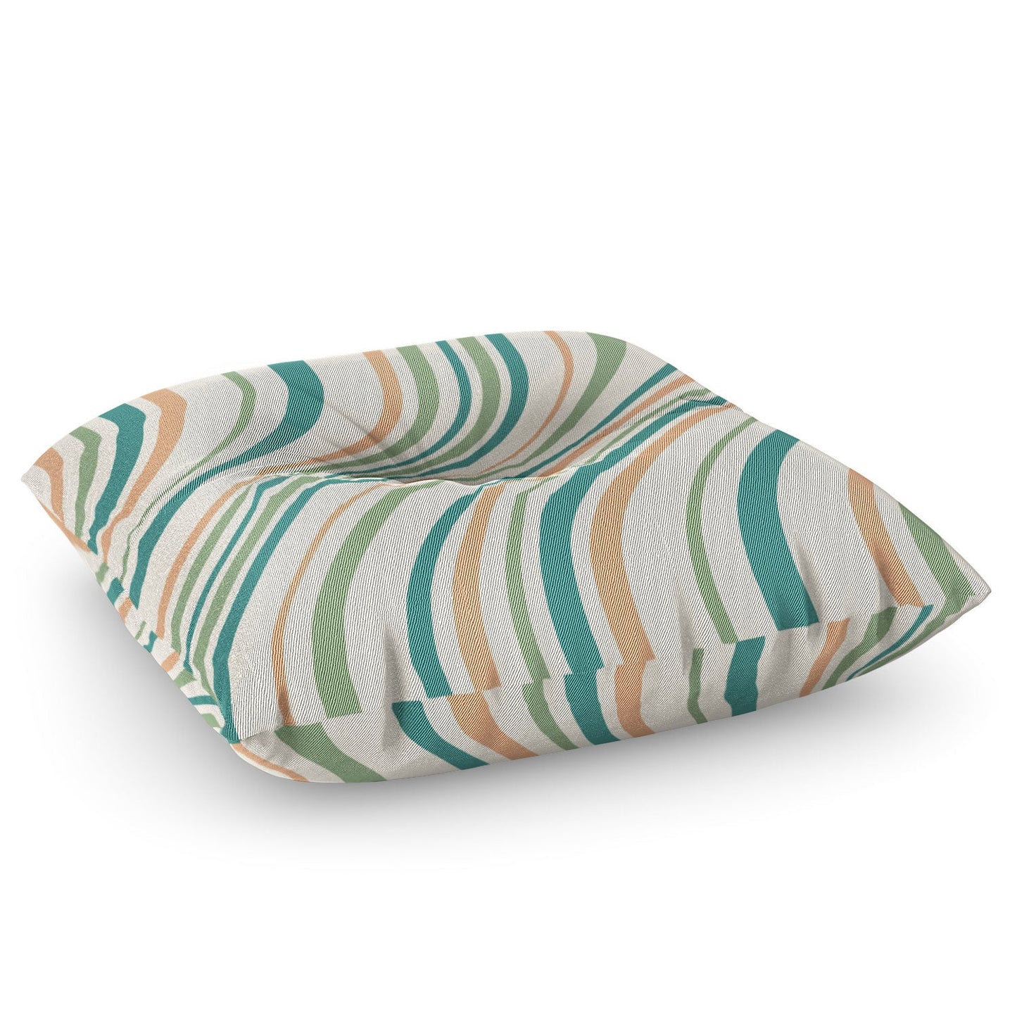 Colour Poems Wavy Retro Stripes II Floor Pillow Square