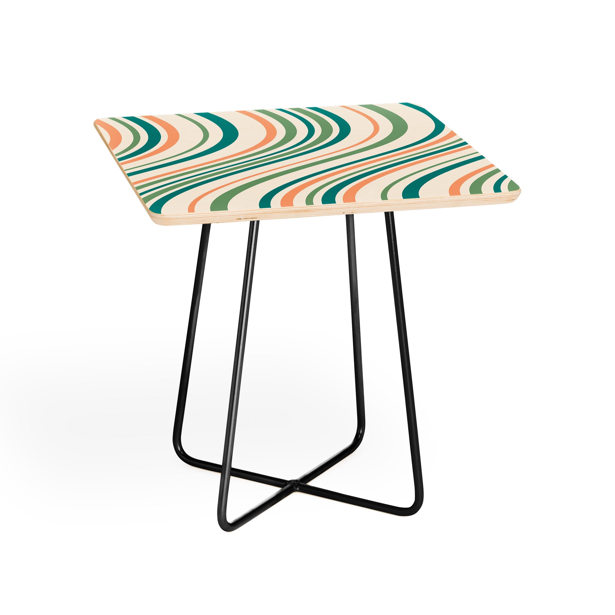 Colour Poems Wavy Retro Stripes II Side Table